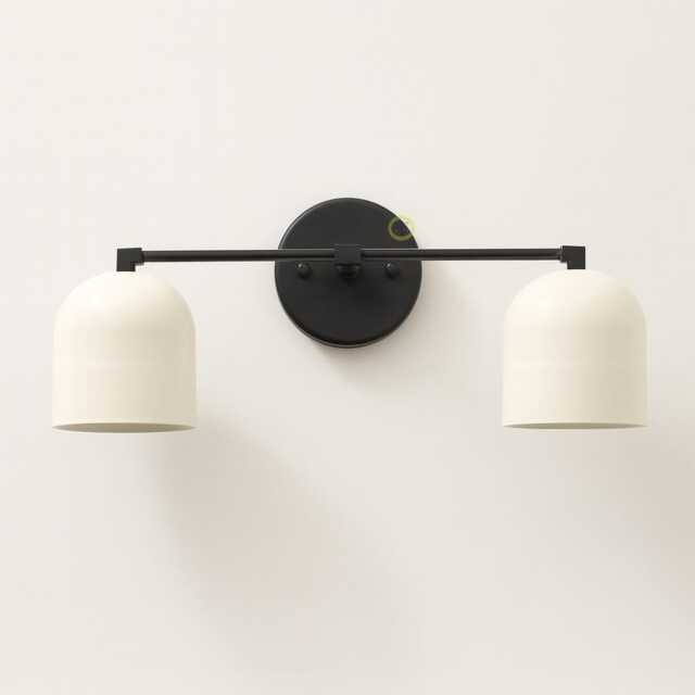 Mid Century Modern Vanity Light Fixture - Bathroom White Shade Wall Sconce Pair - image 1