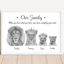 Personalised Lion Family Print Up To 8 Members Unframed - thumbnail 2