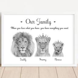 Personalised Lion Family Print Up To 8 Members Unframed - thumbnail 3