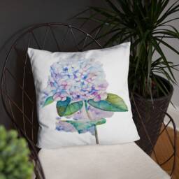 Hand Painted Watercolor Hydrangea Basic Pillow - thumbnail 4