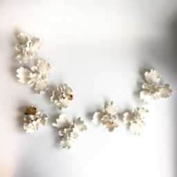 Hand Sculpted Porcelain Iris Flowers - Set Of 8 Ceramic Wall Decor - thumbnail 1