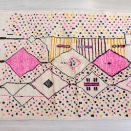 Handmade Beni Ourain Rug Moroccan Shag Carpet, Abstract Berber Design - thumbnail 2