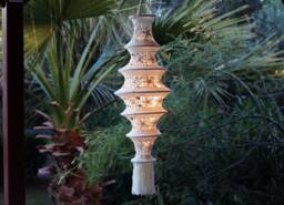 Crochet Lampshade Chandelier Boho Fringe, Cotton Macrame Light - thumbnail 1