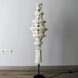 Crochet Lampshade Chandelier Boho Fringe, Cotton Macrame Light - thumbnail 2