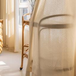 Rhombus Cotton Curtain, Natural Custom Curtain Panel, Sheer For Livingroom & Bedroom, Extra Long 1Pc - thumbnail 3