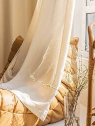 Rhombus Cotton Curtain, Natural Custom Curtain Panel, Sheer For Livingroom & Bedroom, Extra Long 1Pc - thumbnail 1