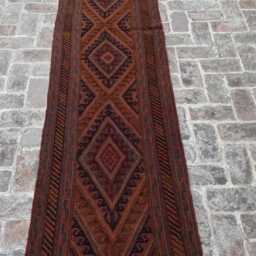 Antique 2'6x12'8 Runner Rug - Hand-Knotted Wool Moshwani , Fine Quality Tribal Cozy Geometric Design , Home Decor - thumbnail 3