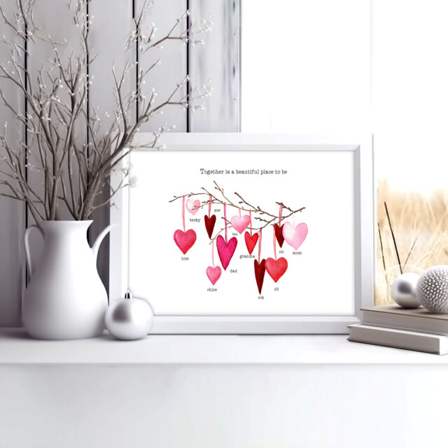 Custom Family Tree Framed Wall Art, First Christmas in New Home Indoor Decorations, Xmas Sentimental Gift For Mom From Daughter - image 1