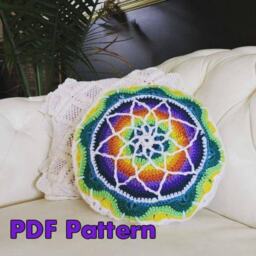 Vibrant Crochet Mandala Pillow Case - thumbnail 1