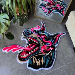 Wild Doberman Realistic Fluffy Tufted Rug/Handmade Rugs - thumbnail 2