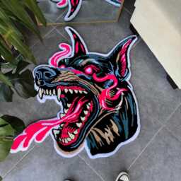 Wild Doberman Realistic Fluffy Tufted Rug/Handmade Rugs - thumbnail 4
