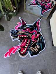 Wild Doberman Realistic Fluffy Tufted Rug/Handmade Rugs - thumbnail 1
