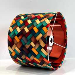 Handmade By Order Zigzag Patch Multicoloured Geometric Pattern Velvet Drum Lamp Shade Pendant Light All Shapes & Sizes Availabl - thumbnail 3