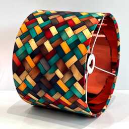 Handmade By Order Zigzag Patch Multicoloured Geometric Pattern Velvet Drum Lamp Shade Pendant Light All Shapes & Sizes Availabl - thumbnail 2