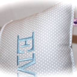 Sweet Name Pillow in Gray Light Blue With Stars & Vichy Check - thumbnail 3