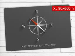 Doormat With Your Address Coordinates & Compass Xl Non-Slip - Washable High-Quality Outdoor Area Dirt Trap Mat Door