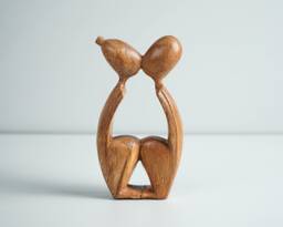 Kissing Couple Abstract Statue, Wooden Modern Art, Wood Carving, Handcrafted, Unique Abstract, Home Table Decor, Wedding Gift - thumbnail 1