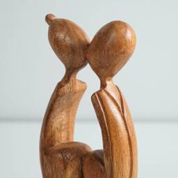 Kissing Couple Abstract Statue, Wooden Modern Art, Wood Carving, Handcrafted, Unique Abstract, Home Table Decor, Wedding Gift - thumbnail 4