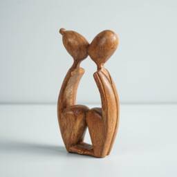 Kissing Couple Abstract Statue, Wooden Modern Art, Wood Carving, Handcrafted, Unique Abstract, Home Table Decor, Wedding Gift - thumbnail 3