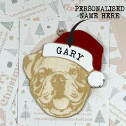 Personalised Pet Christmas Bauble/Ornament With Name - Dog English Bulldog 043 - thumbnail 2