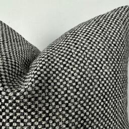 Black White Basketweave Pillow Cover, Linen Cotton Textured Fabric, Summer Home Decor - thumbnail 4