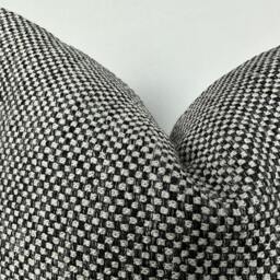 Black White Basketweave Pillow Cover, Linen Cotton Textured Fabric, Summer Home Decor - thumbnail 2