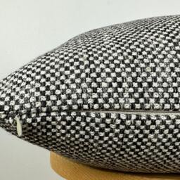 Black White Basketweave Pillow Cover, Linen Cotton Textured Fabric, Summer Home Decor - thumbnail 3