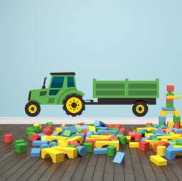 Tractor Wall Decal - Green Farm Art Kids Playroom Bedroom Vinyl Decor - thumbnail 1
