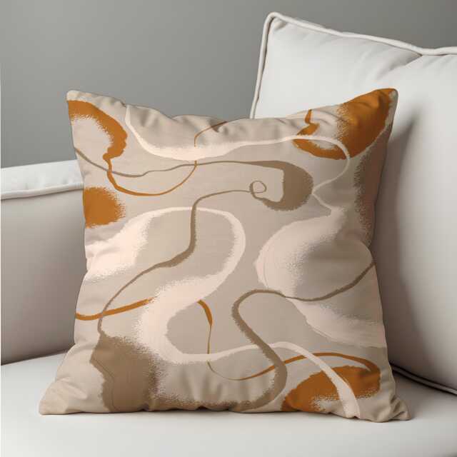 Abstract Beige & Terracotta Pillow Cover, Earthy Swirl Pattern Cushion Case, Neutral Modern Decor, Warm Minimalist Home Accent - image 1