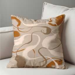 Abstract Beige & Terracotta Pillow Cover, Earthy Swirl Pattern Cushion Case, Neutral Modern Decor, Warm Minimalist Home Accent