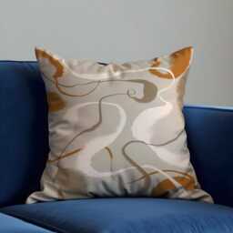 Abstract Beige & Terracotta Pillow Cover, Earthy Swirl Pattern Cushion Case, Neutral Modern Decor, Warm Minimalist Home Accent - thumbnail 3