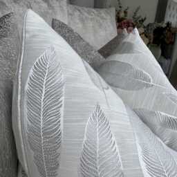Ivory Silver Leaf Design Cushion Cover - Pillow Cover, Elegant Luxury Sofa Or Bed Decor - Handmade Cushion Cover, Modern Home - thumbnail 2