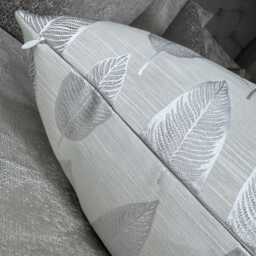 Ivory Silver Leaf Design Cushion Cover - Pillow Cover, Elegant Luxury Sofa Or Bed Decor - Handmade Cushion Cover, Modern Home - thumbnail 3