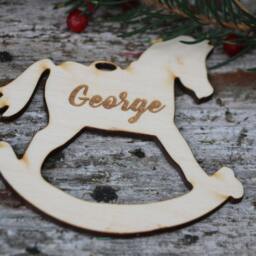 10Personalized Laser Cut Horse Ornament/Wood Customizable With Name/Rocking Ornament/Christmas Tree Ornament/Custom - thumbnail 2