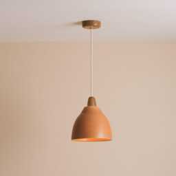 Terracotta Element Pendant Light in Ceramic & Oak - thumbnail 2