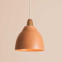 Terracotta Element Pendant Light in Ceramic & Oak - thumbnail 1