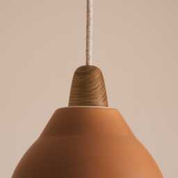 Terracotta Element Pendant Light in Ceramic & Oak - thumbnail 3