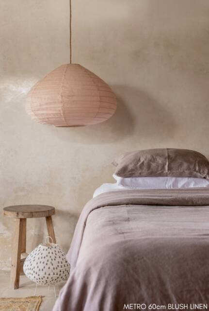 Blush Linen Pendant Light Shade - Handmade Lampshade Metro - image 1