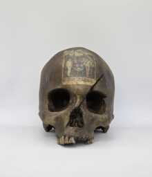 The Devil . Human Skull Replica Realistic Plaster Of Paris Life Size Human Replica - thumbnail 1