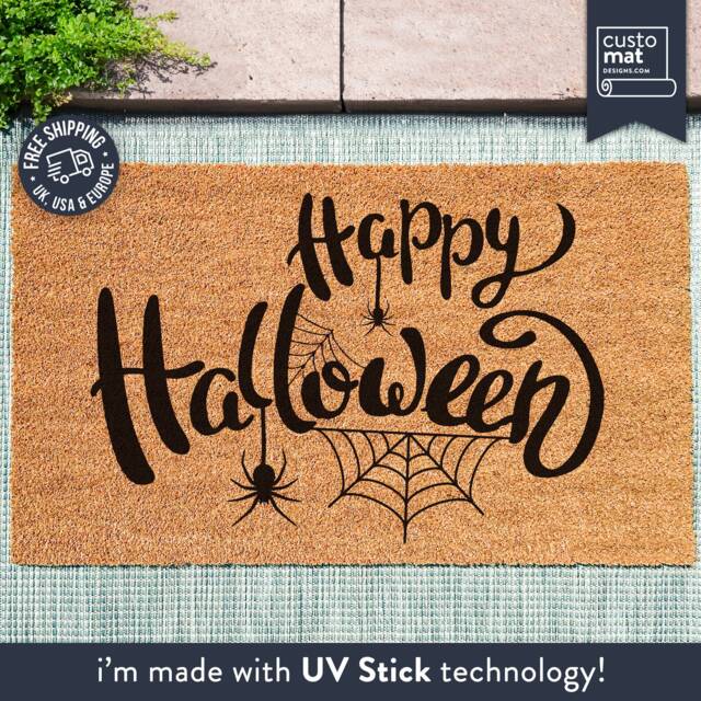 Happy Halloween Doormat - Spiderweb Themed Porch Decor Pumpkin Season Funny Gift For Family - image 1