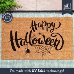Happy Halloween Doormat - Spiderweb Themed Porch Decor Pumpkin Season Funny Gift For Family - thumbnail 1