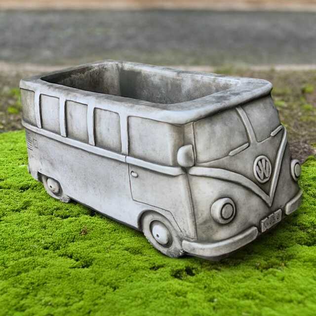 Stone Bus Planter Statue Concrete Sculpture Outdoor Plant Pot Figurine Handmade Ornament Cement Decor Flower Lover Gift - image 1