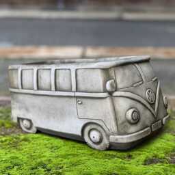 Stone Bus Planter Statue Concrete Sculpture Outdoor Plant Pot Figurine Handmade Ornament Cement Decor Flower Lover Gift - thumbnail 4