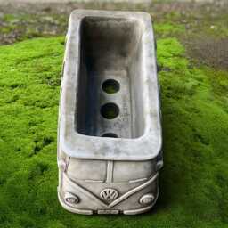 Stone Bus Planter Statue Concrete Sculpture Outdoor Plant Pot Figurine Handmade Ornament Cement Decor Flower Lover Gift - thumbnail 2