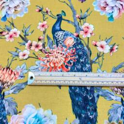 1130. Luxury Peacock On Yellow Velvet Cushion Cover, Various Sizes - thumbnail 2