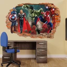 Avengers Digital Print Large Vinyl Wall Sticker Superhero Spiderman Thor Boys Bedroom 1124 - thumbnail 3