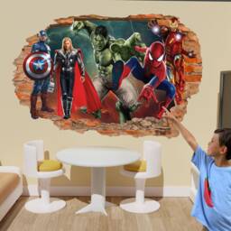 Avengers Digital Print Large Vinyl Wall Sticker Superhero Spiderman Thor Boys Bedroom 1124 - thumbnail 2