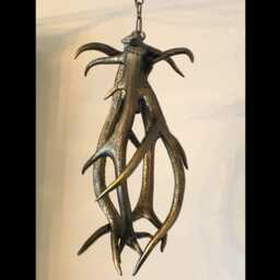 Chandelier From Antlers, Bronze Pendant Antler Lamp, Ceiling Real Handfinisihed Deerantler Antlers - thumbnail 2