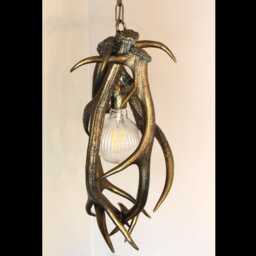 Chandelier From Antlers, Bronze Pendant Antler Lamp, Ceiling Real Handfinisihed Deerantler Antlers - thumbnail 1