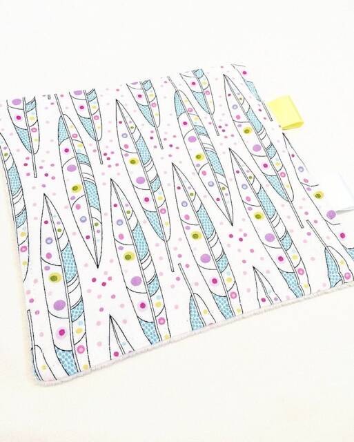 Baby Comforter, Cuddle Plush Lovey For Newborn, Small Square Security Blanket, Rainbow Bird Feathers Print Baby Lovey, Sensory Toy - image 1